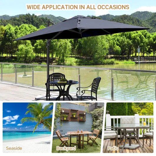 10 x 10 Feet Patio Offset Cantilever Umbrella with Aluminum 360-degree Rotation Tilt-Navy