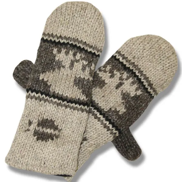 100% Wool Mittens for Men and Women. Fleece Lining. Handmade in Nepal.