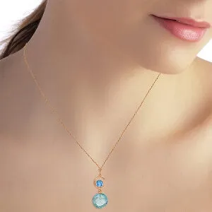 14K Solid Rose Gold Natural Blue Topaz Necklace Class