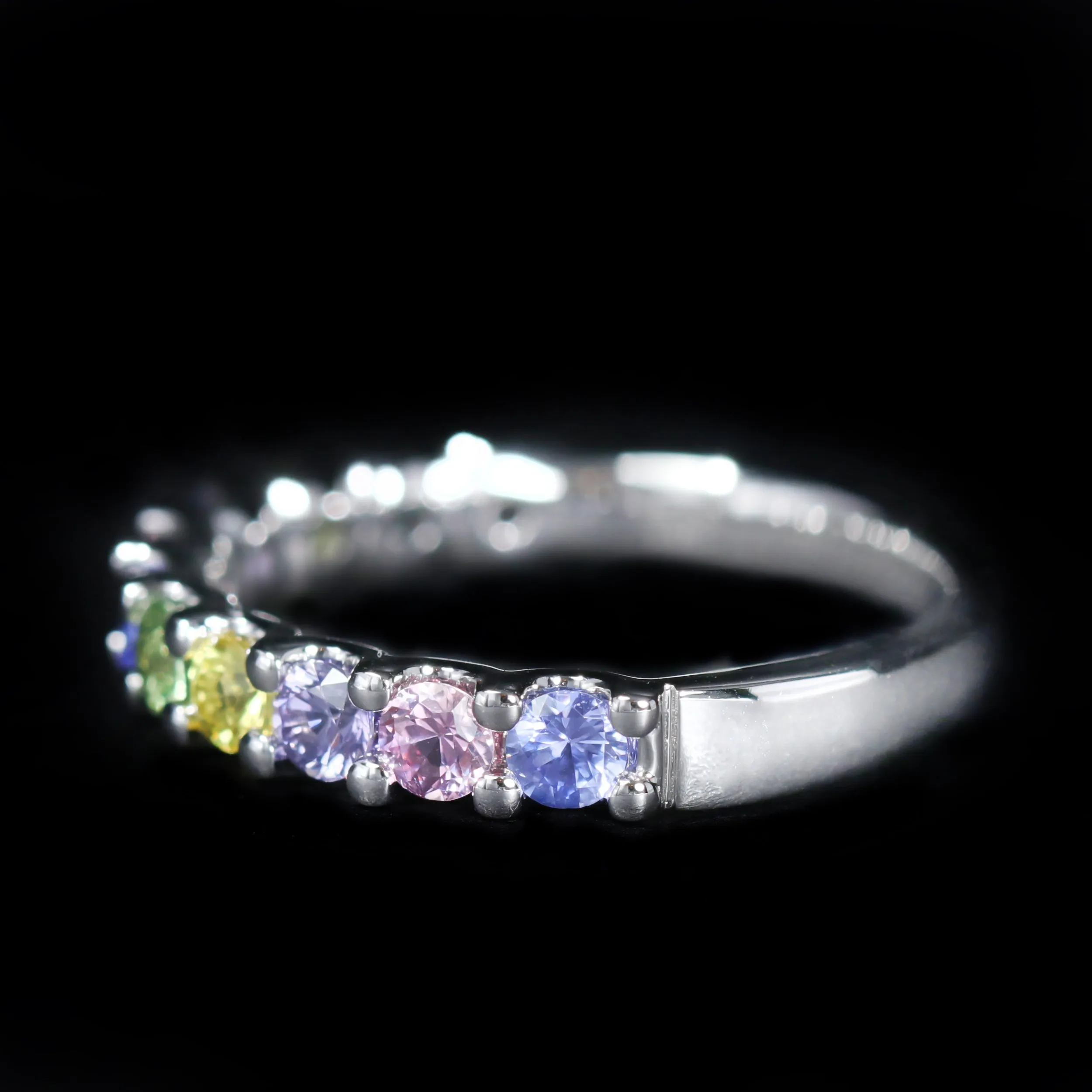 14K White Gold 1.11 CTW Multi-Color Sapphire Band