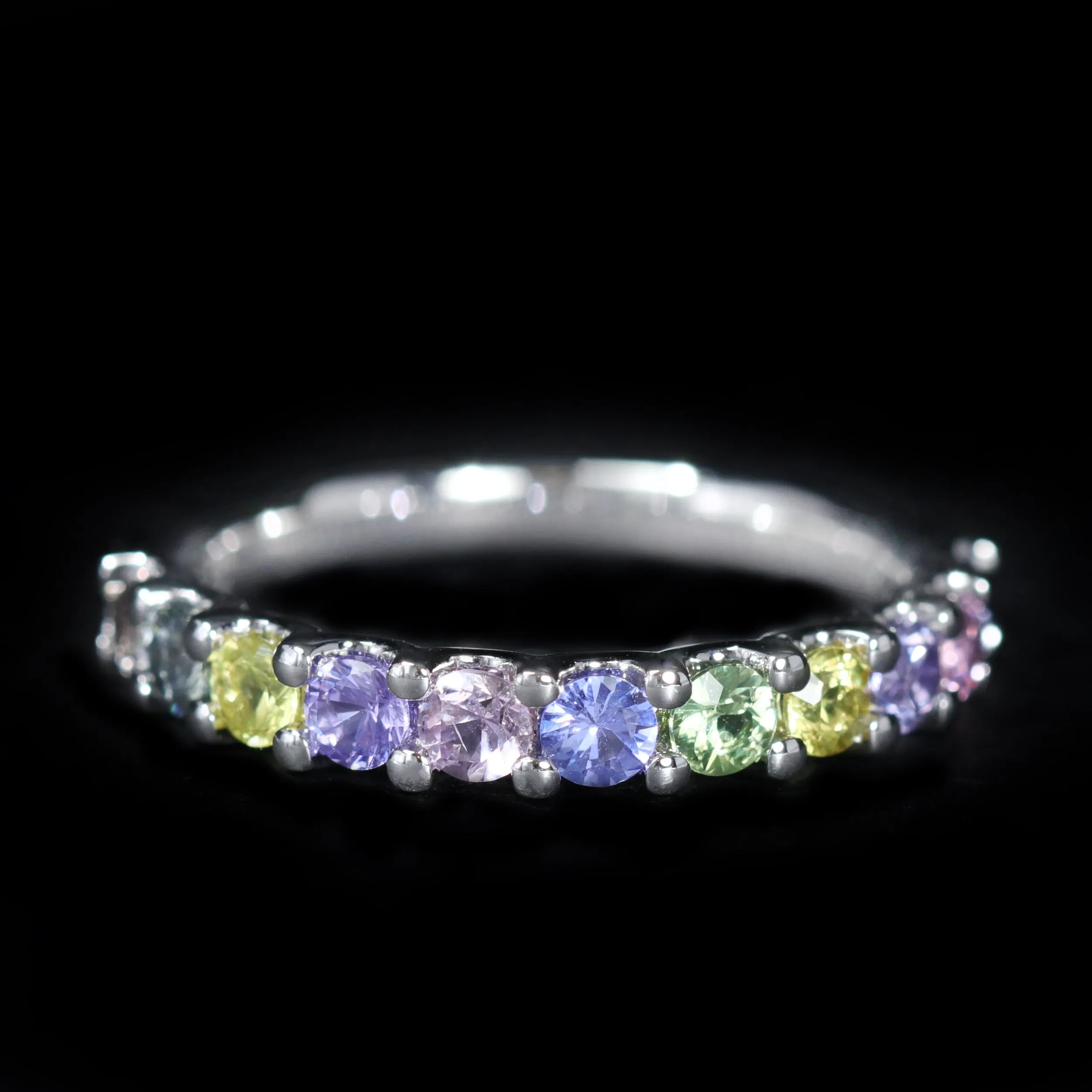 14K White Gold 1.11 CTW Multi-Color Sapphire Band