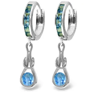 2.5 Carat 14K Solid White Gold Light As A Feather Blue Topaz Earrings