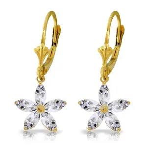 2.8 Carat 14K Solid Yellow Gold Astonish White Topaz Earrings