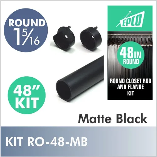 48 Inch Matte Black Round 1 5/16 Rod Kit