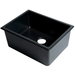 ALFI Brand AB2418UD-BM 24" Matte Black Undermount / Drop-in Fireclay Kitchen Sink