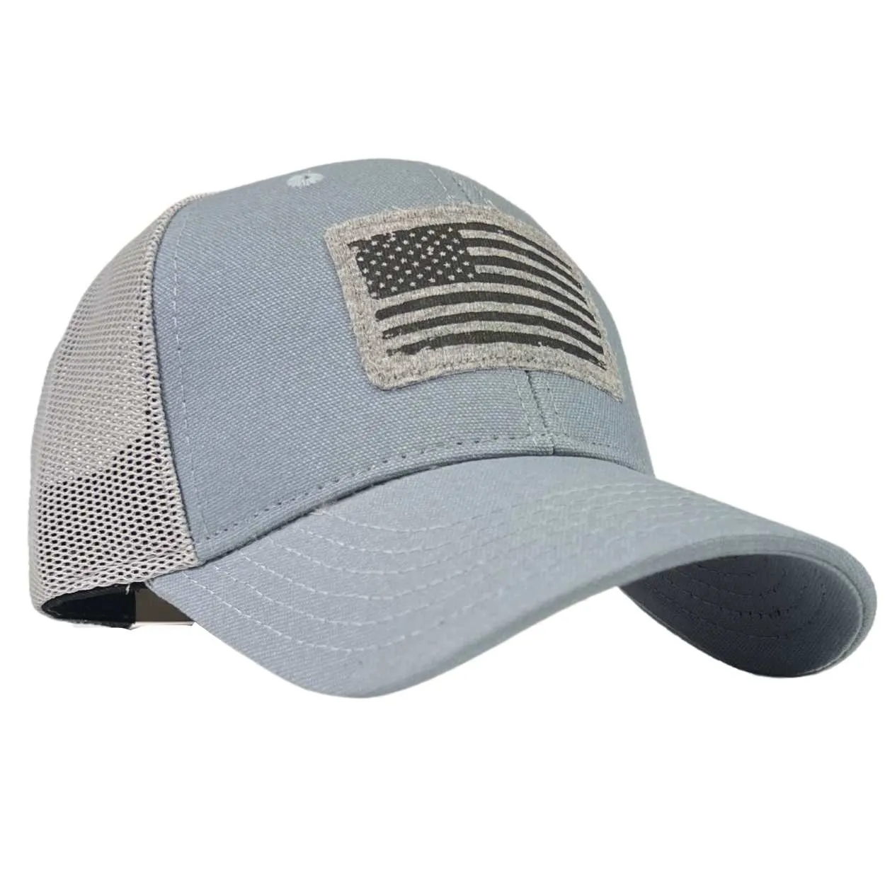 American Flag Patch Patriotic Sky Blue Trucker Hat