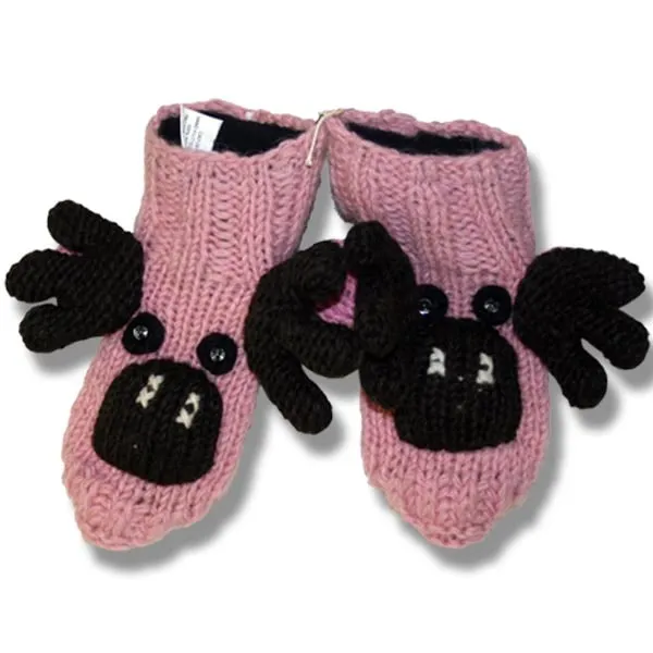 Animal Booties For Kids. 100% wool with fleece Lining, handmade in Nepal.