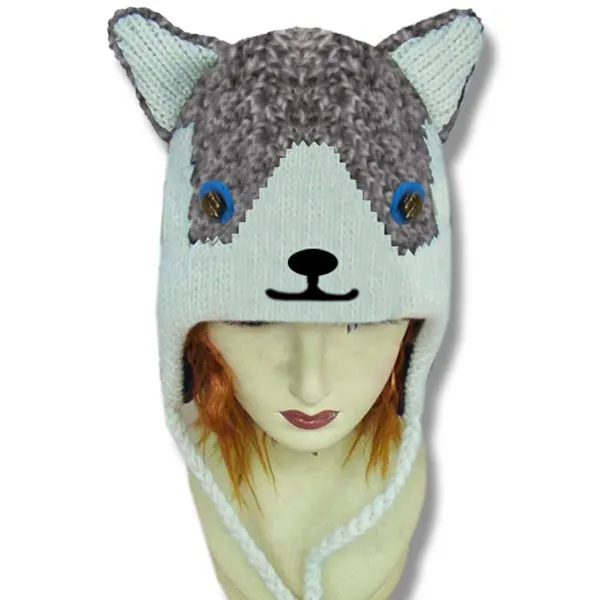 Animal Head Tuques / Hats for Men and Women. 100% Wool with fleece Lining. Handmade in Nepal