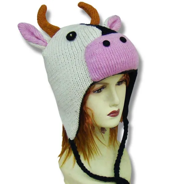 Animal Head Tuques / Hats for Men and Women. 100% Wool with fleece Lining. Handmade in Nepal