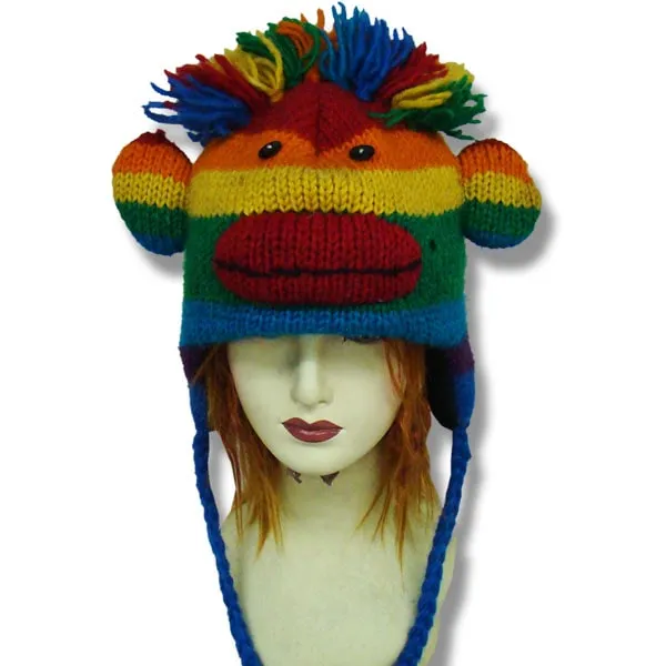 Animal Head Tuques / Hats for Men and Women. 100% Wool with fleece Lining. Handmade in Nepal