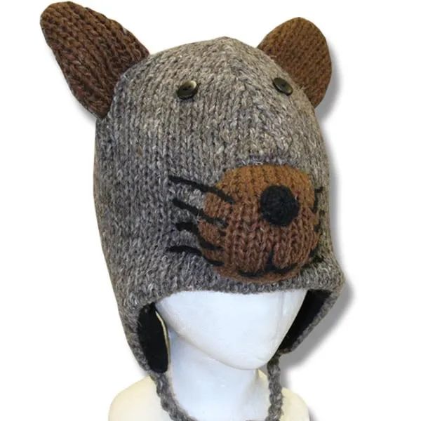 Animal Head Tuques / Hats for Men and Women. 100% Wool with fleece Lining. Handmade in Nepal