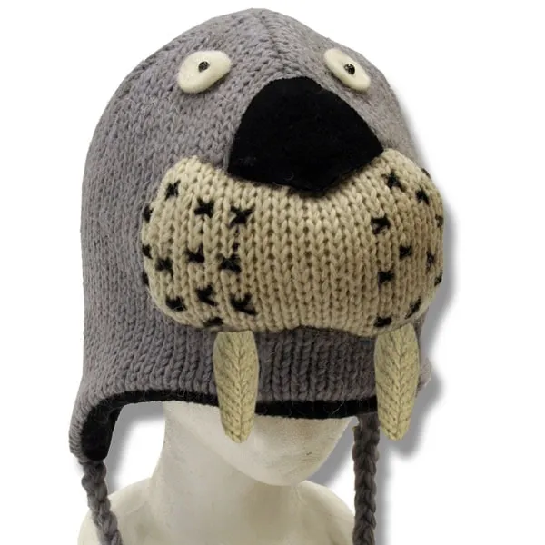 Animal Head Tuques / Hats for Men and Women. 100% Wool with fleece Lining. Handmade in Nepal