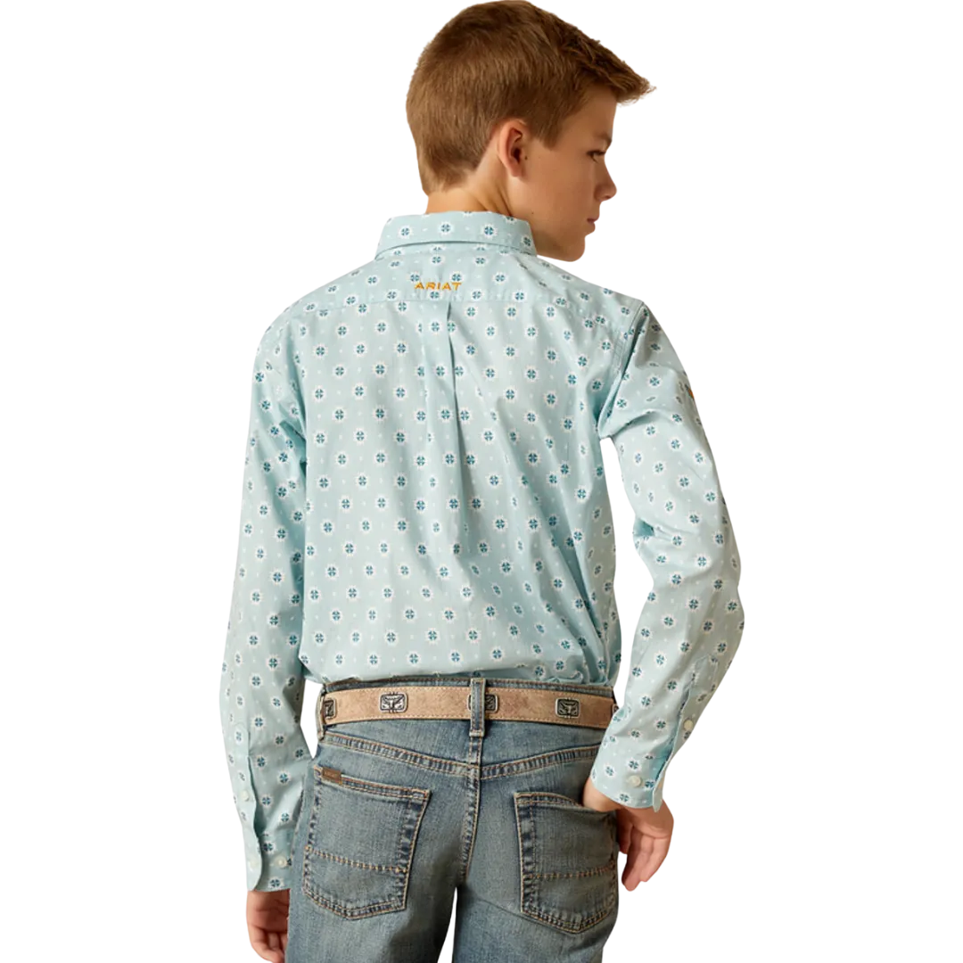 Ariat Kid's Team Logo Colton Classic Aqua Shirt