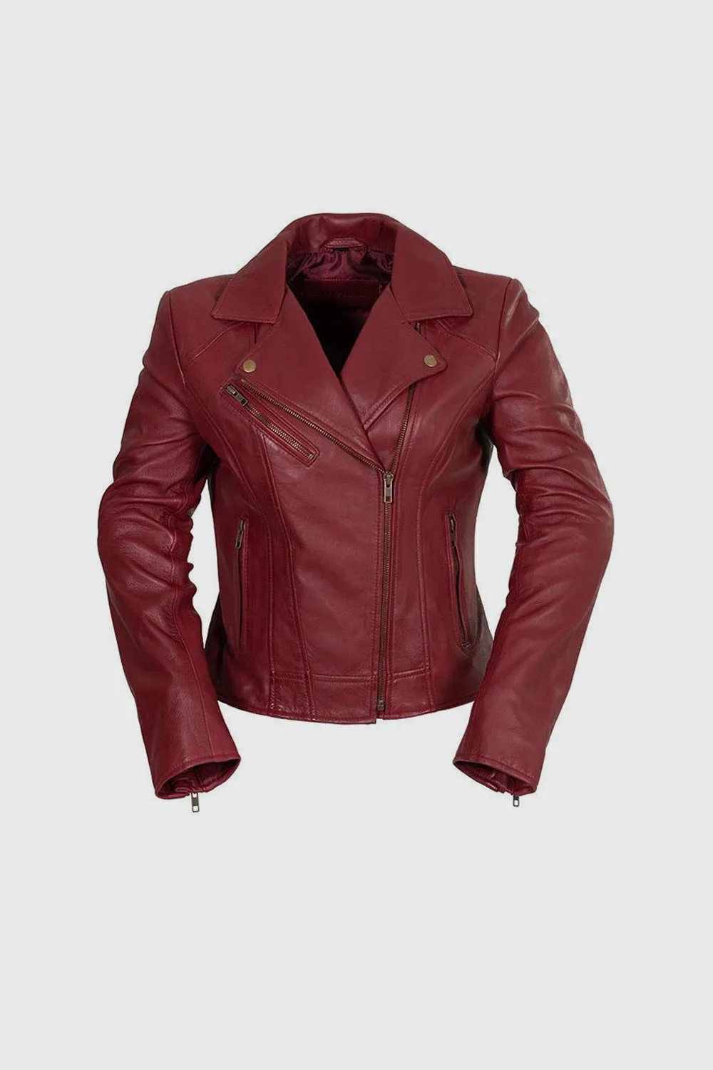 Betsy Womens Fashion Leather Jacket Oxblood (POS)