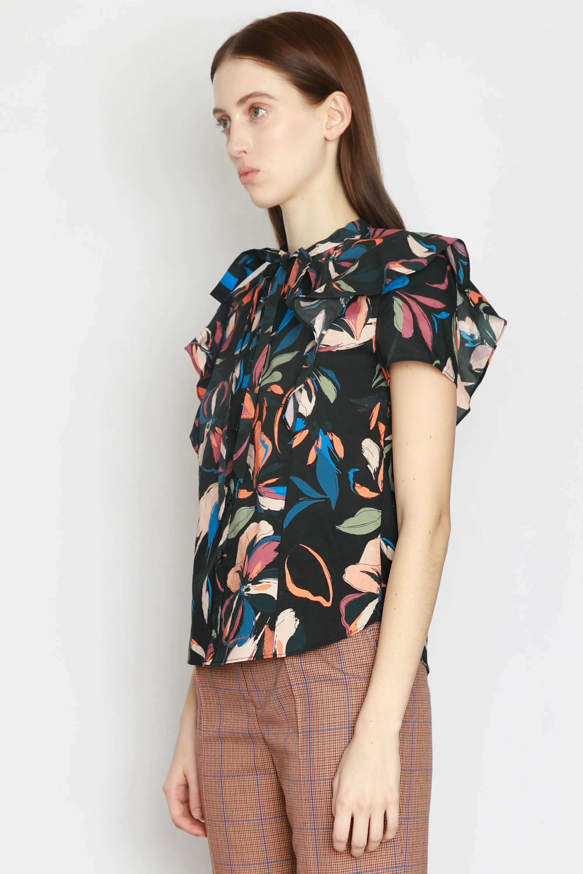 Black Floral Printed Blouse