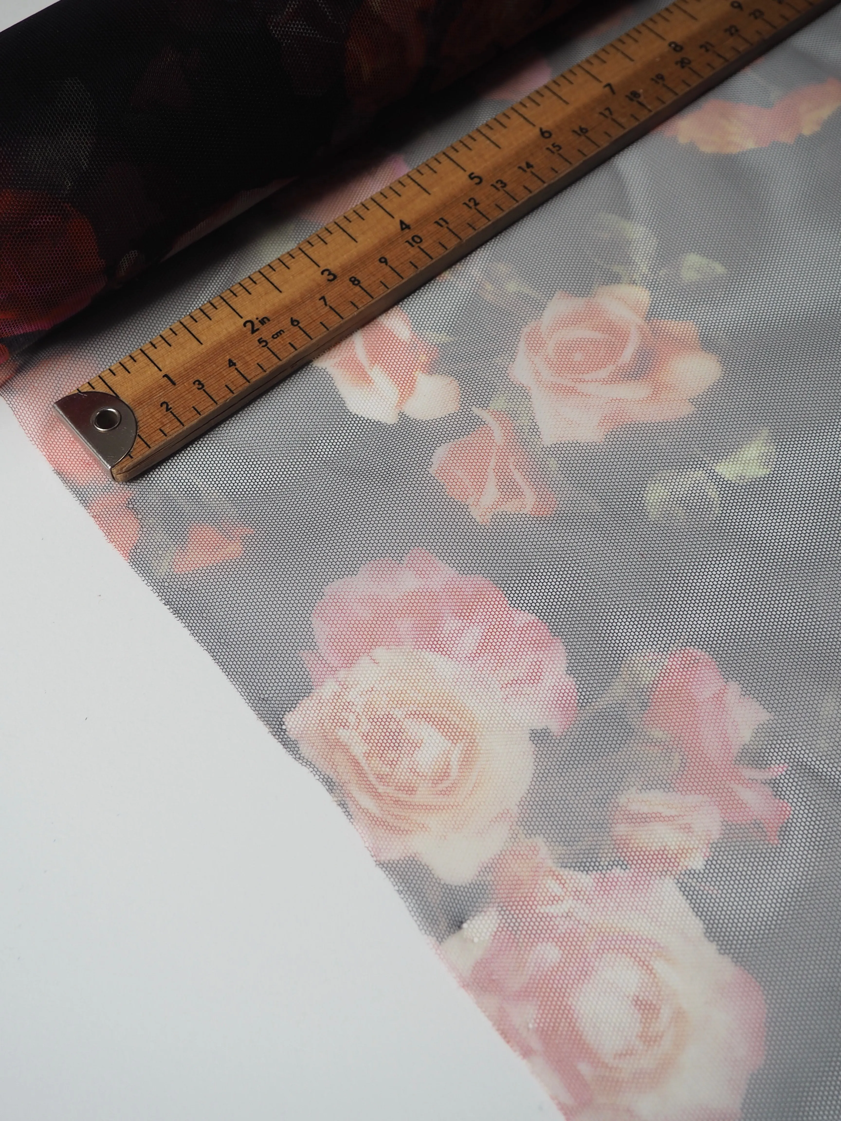 Black Rose Floral Printed Tulle