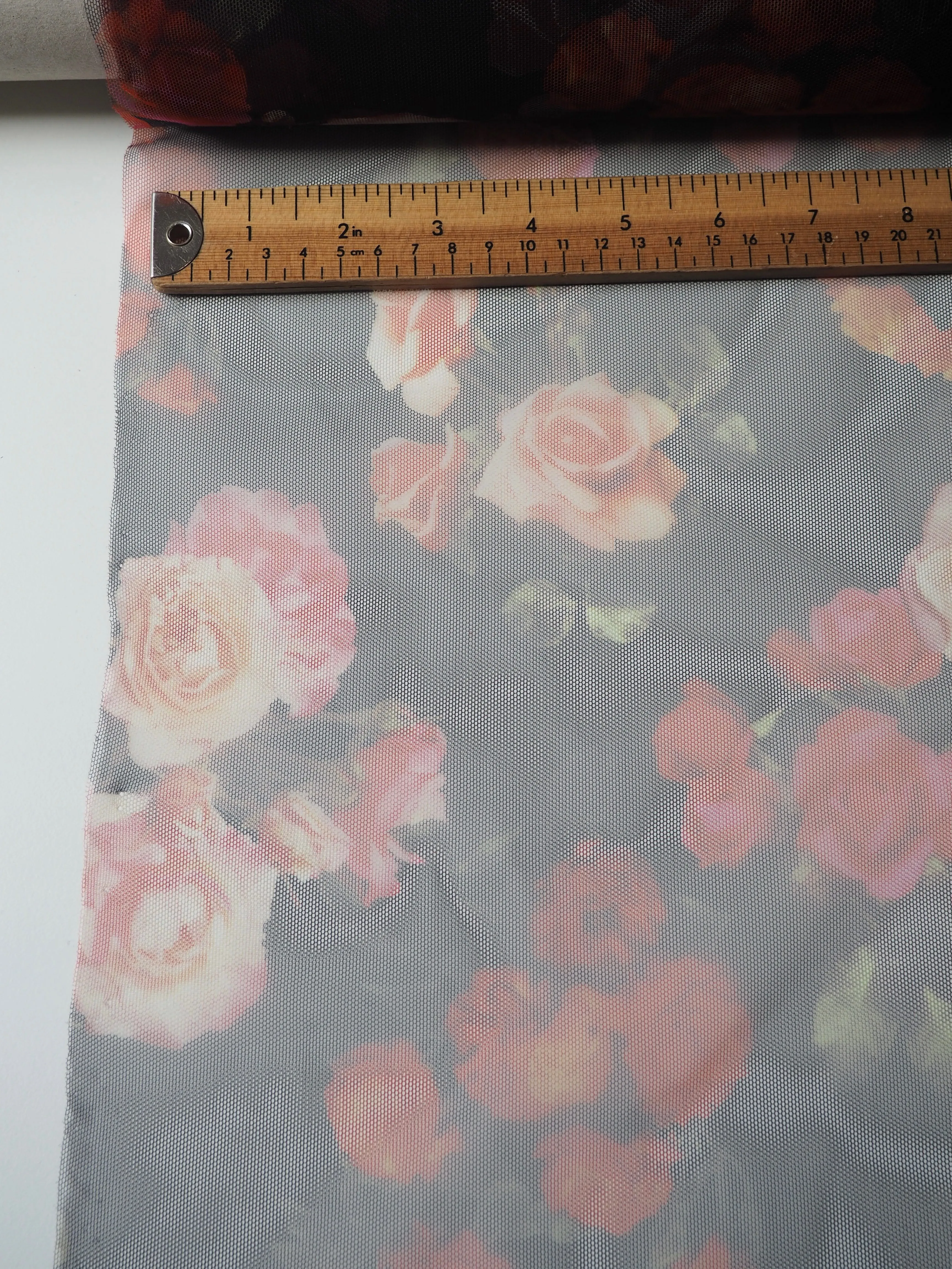 Black Rose Floral Printed Tulle