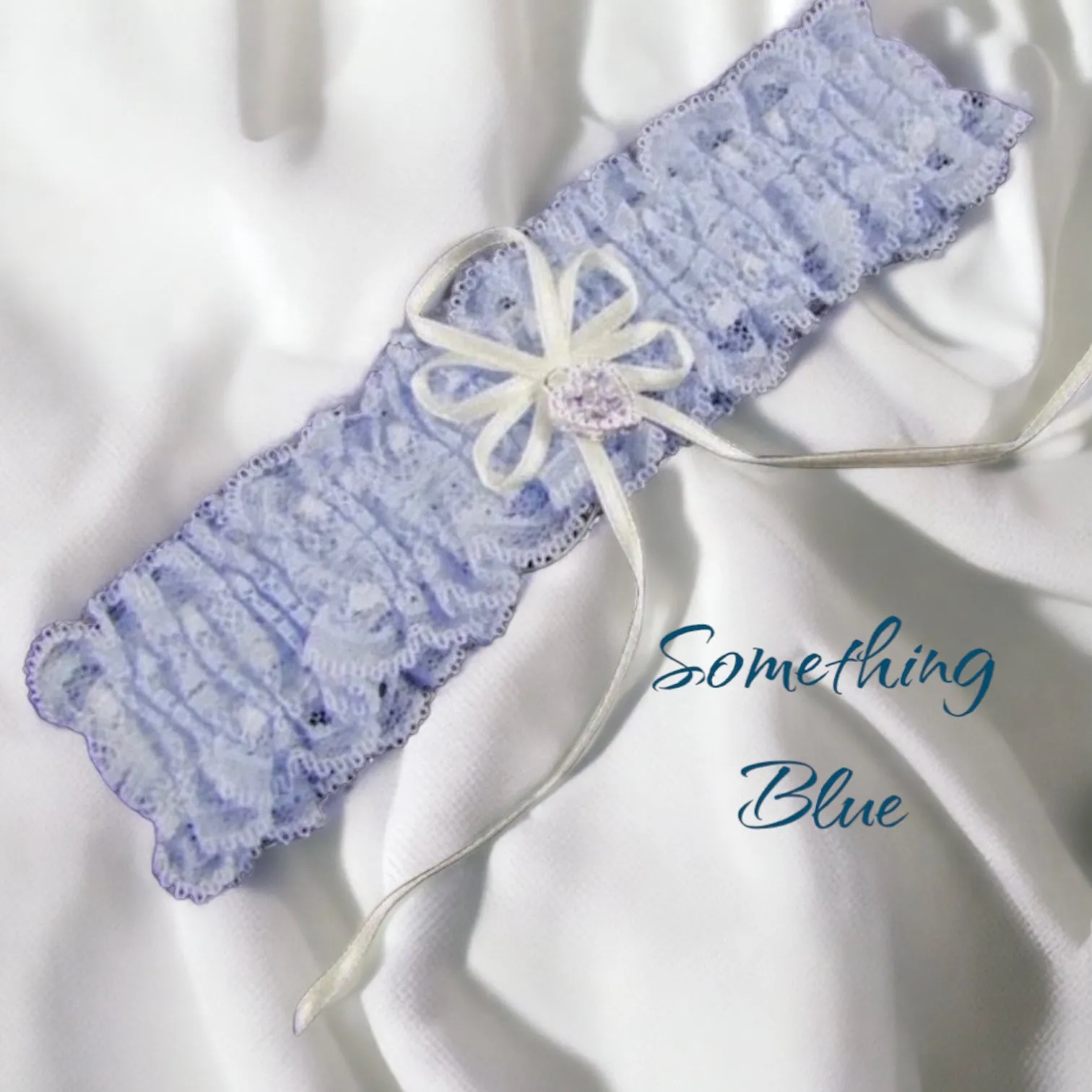 Blue Lacy diamanté heart garter Bride Shower Gift Lacy Blue Garter for Bride