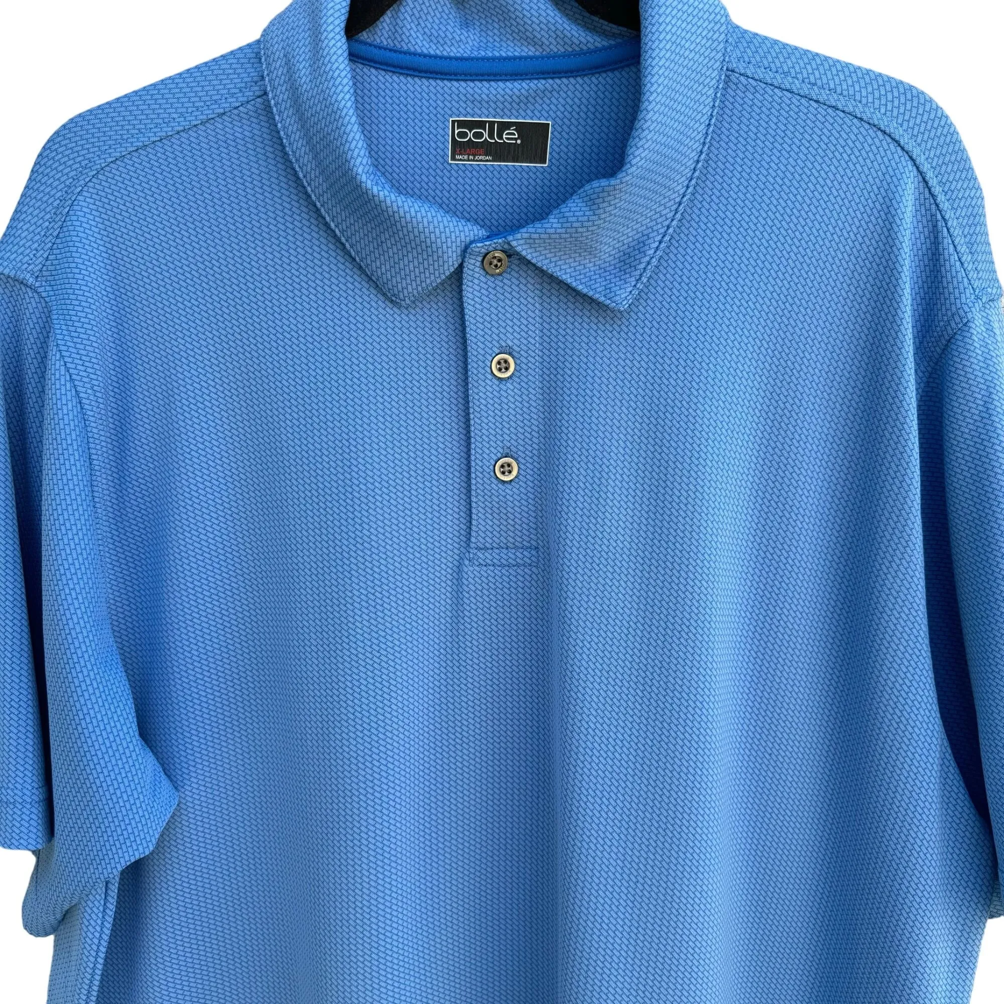 Bollé Mens Blue Performance Moisture Wicking Short Sleeve 3-Button Polo Shirt XL