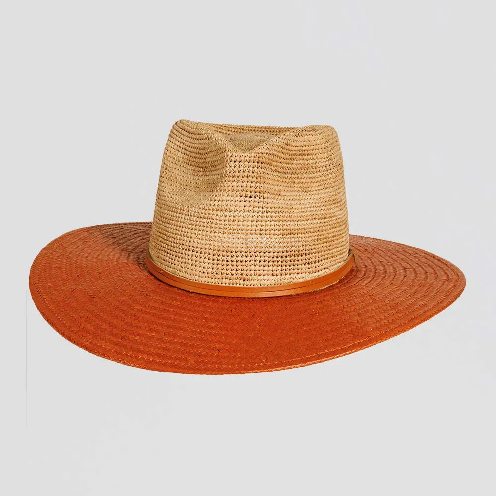 Bristol | Womens Raffia Straw Sun Hat with Toyo Straw Brim