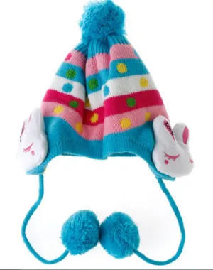 Bunny Ear Blue Beanie Hat for Kids