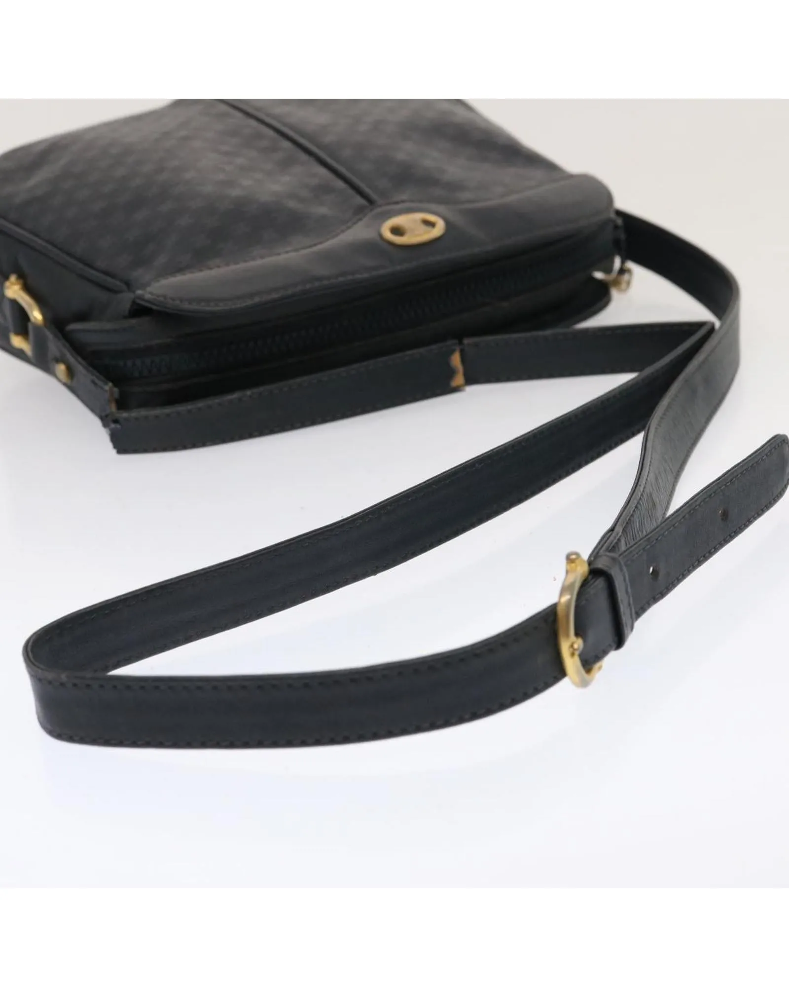 Canvas Shoulder Bag with Macadam Print in Navy Blue