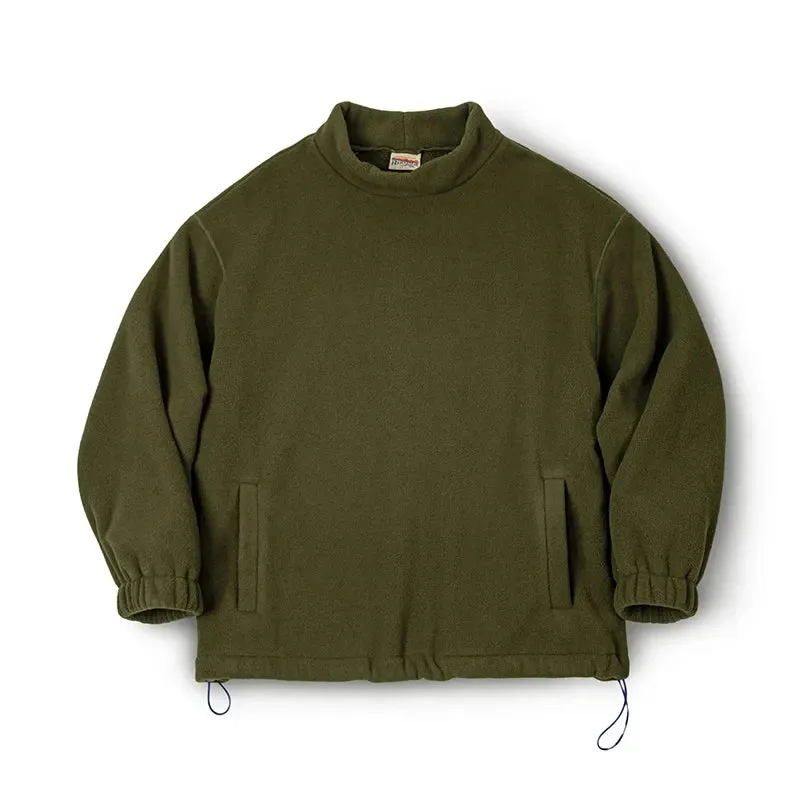 Casual Oversize Fleece Sweatshirt with Stand-up Collar - Men's Green