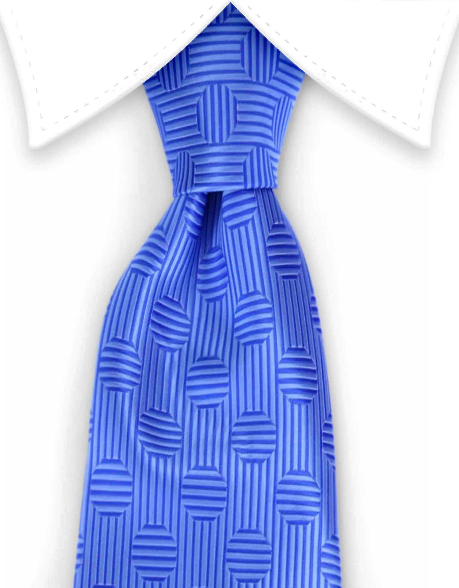 Cerulean Blue Polka Dot Tie with Pin Stripes