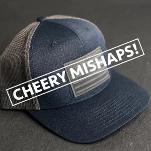 Cheery Mishaps - Leather Patch Performance Style Trucker Hats - 30  Stamp Design Options