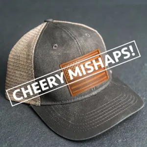 Cheery Mishaps - Leather Patch Ponytail Style Hats - 30  Stamp Design Options