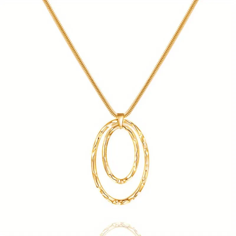 Chic Double Layer Circle Pendant Necklace for Girls