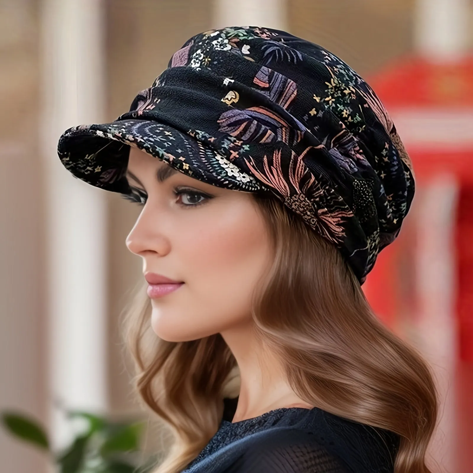 Chic Vintage Floral Newsboy Hat Timeless Peaked Cap for Women