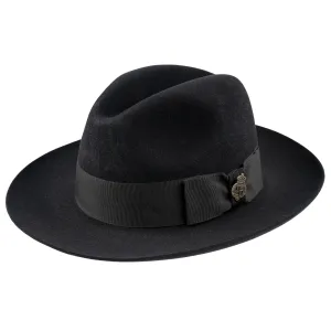 CHRISTYS' Classic Fur Felt Fedora Hat - Black