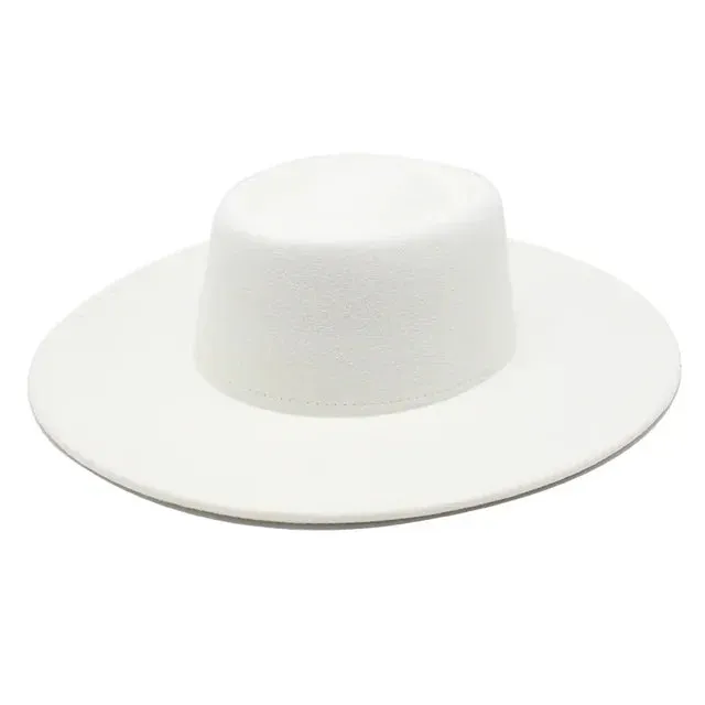 Classic British Style Big Wide Brim Fedora Hat For Women Winter Felt