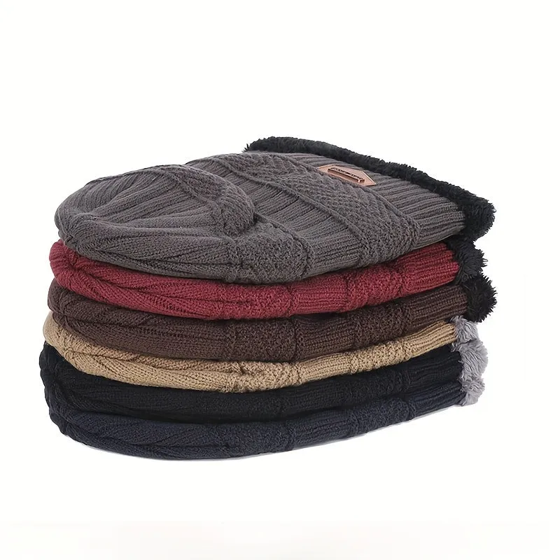 Cozy 1pc Plus Velvet Mens Beanie Perfect Winter Gift