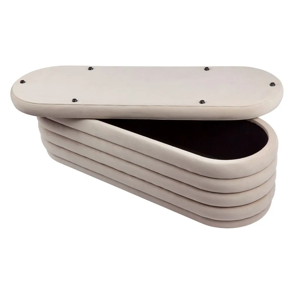 Demi Storage Bench Ottoman - Nude Velvet