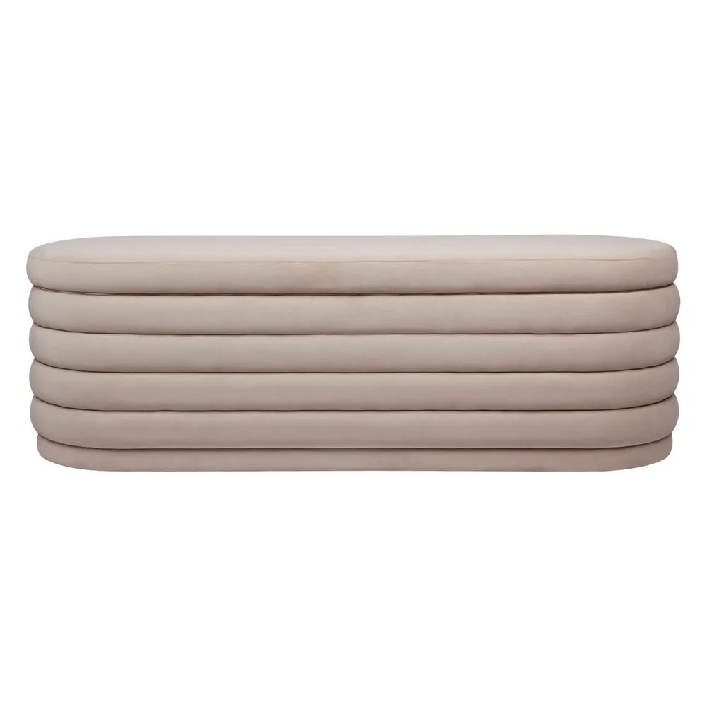 Demi Storage Bench Ottoman - Nude Velvet