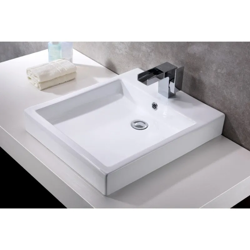 Deux 18.3" Vessel Bathroom Sink in White