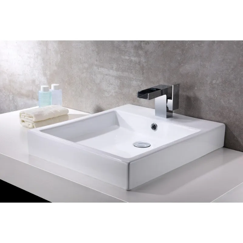 Deux 18.3" Vessel Bathroom Sink in White