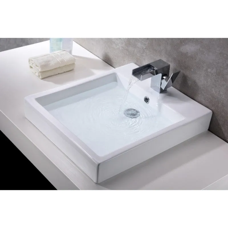 Deux 18.3" Vessel Bathroom Sink in White