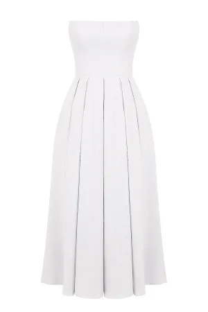 Elize White Strapless Midi Dress