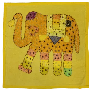 Embroidered Indian Patchwork Elephant Cushion Cover - Choice of Two Colours