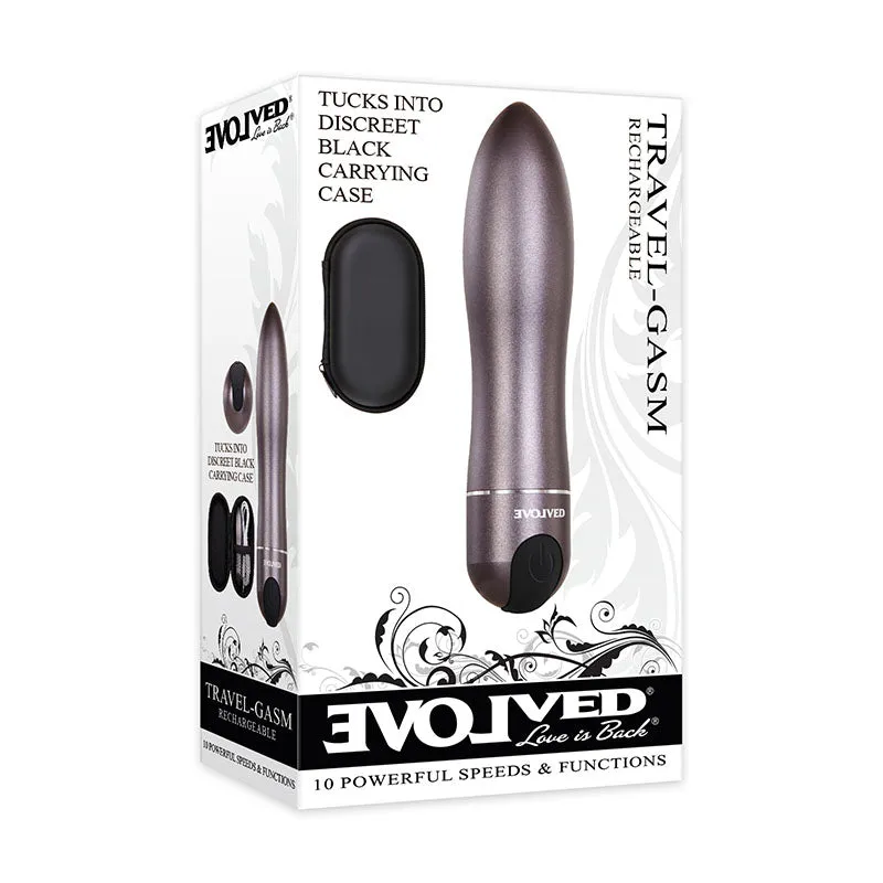 Evolved Travel-Gasm - Gray 9 cm USB Rechargeable Bullet with Travel Case