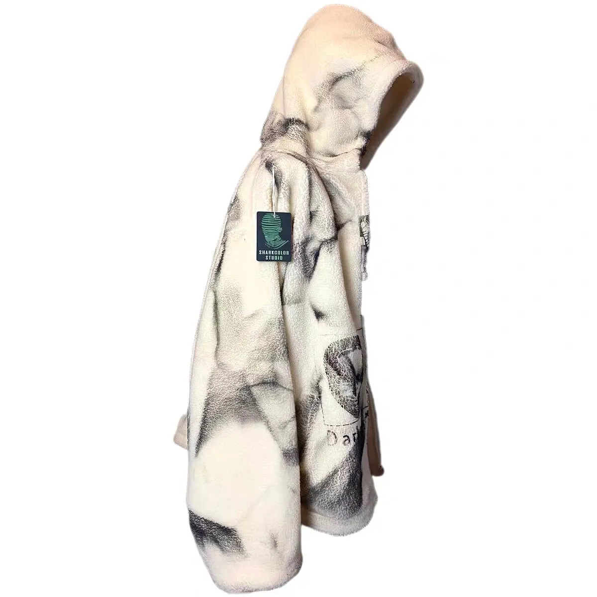 Faux Fur Fluffy Zipper Warm Hoodie Abstract Tie Dye