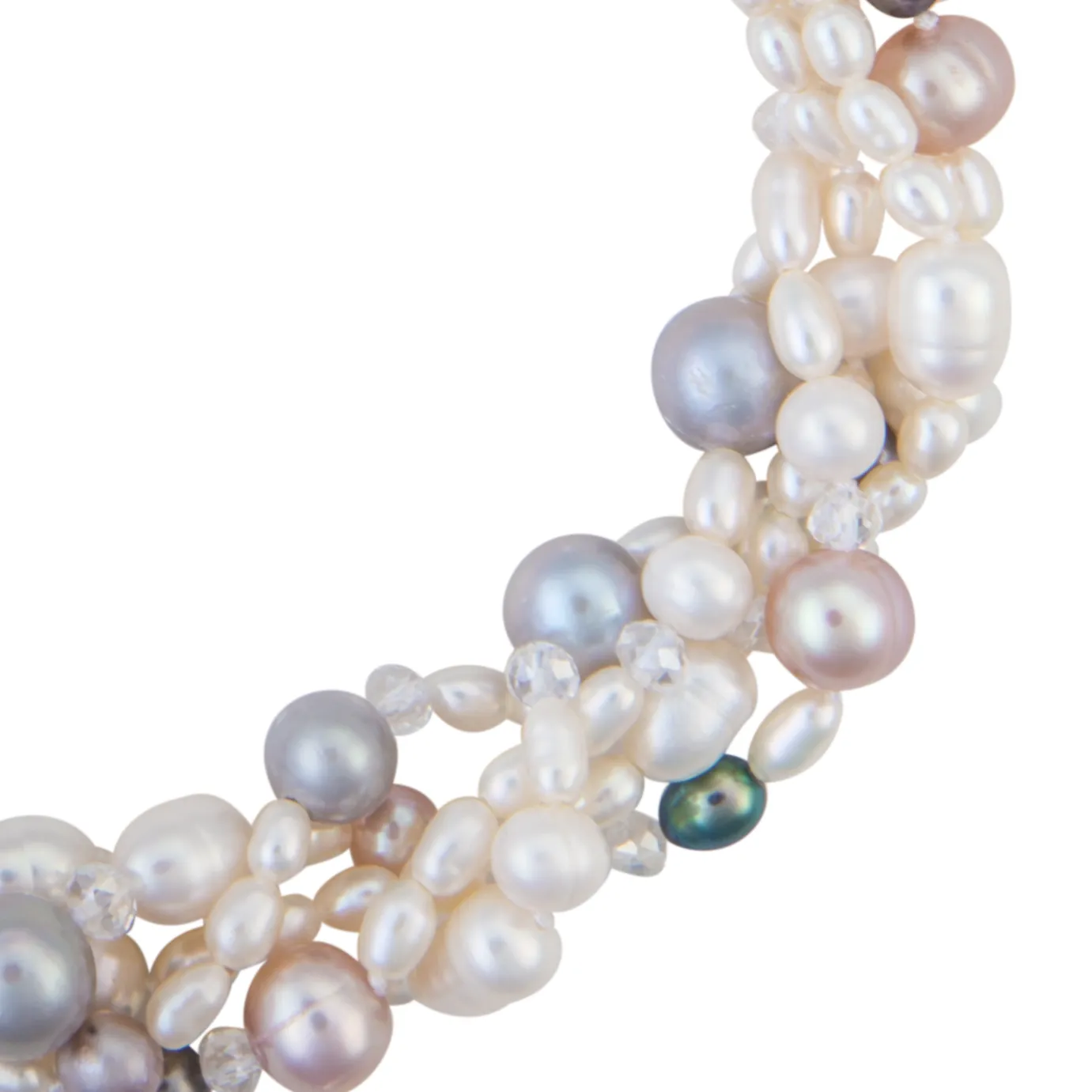 Five-strand multi-colored pearl necklace