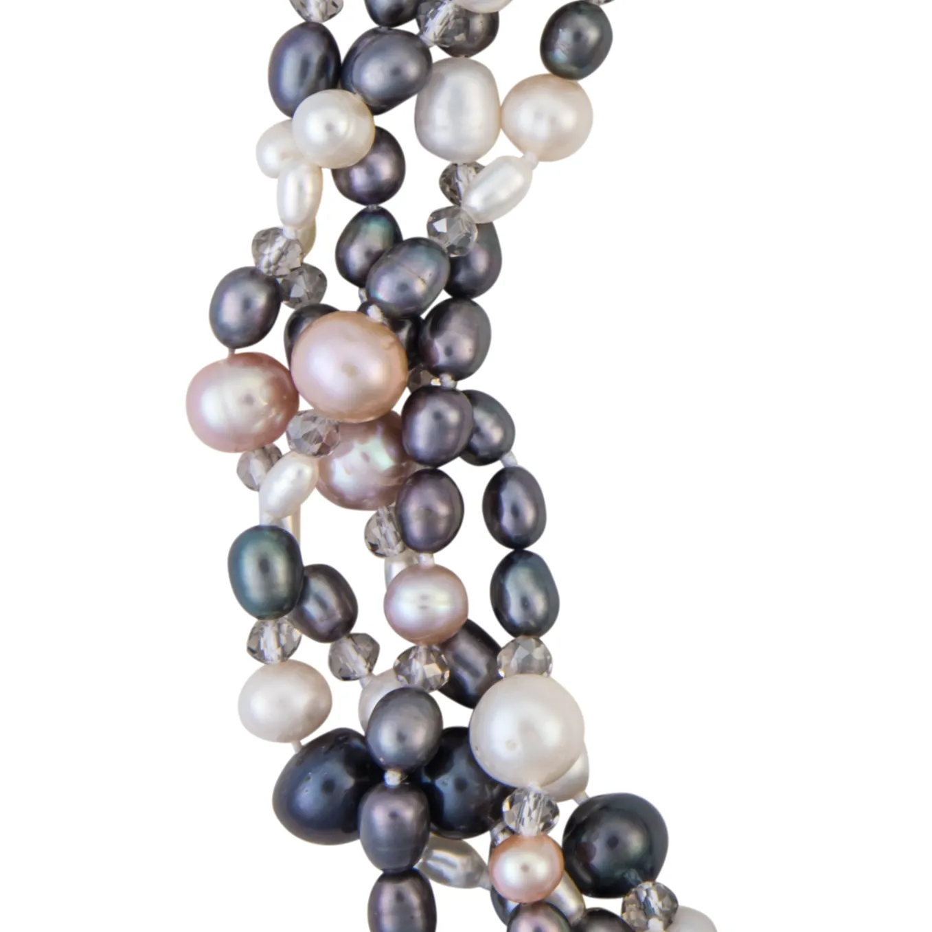 Five-strand multi-colored pearl necklace