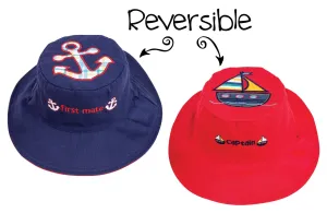 FlapJackKids - Reversible Kids' Sun Hat - Anchor / Sailboat