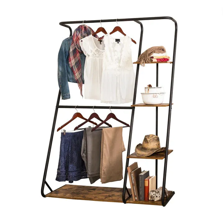 Freestanding Closet with 4 Shelves, 2 Hanger Rods, No-Tool Assembly