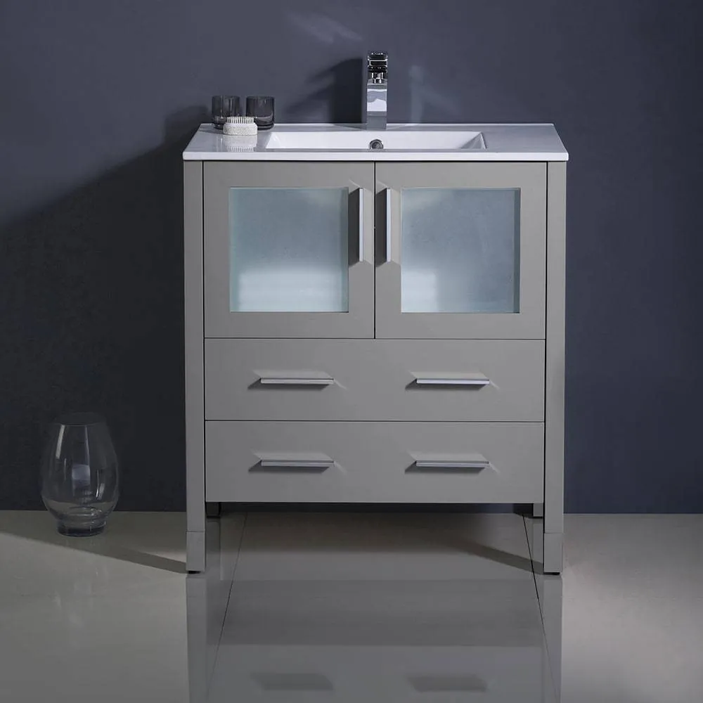 Fresca FCB6230GR-I Torino 30" Grey Modern Bathroom Cabinet with Integrated Sink