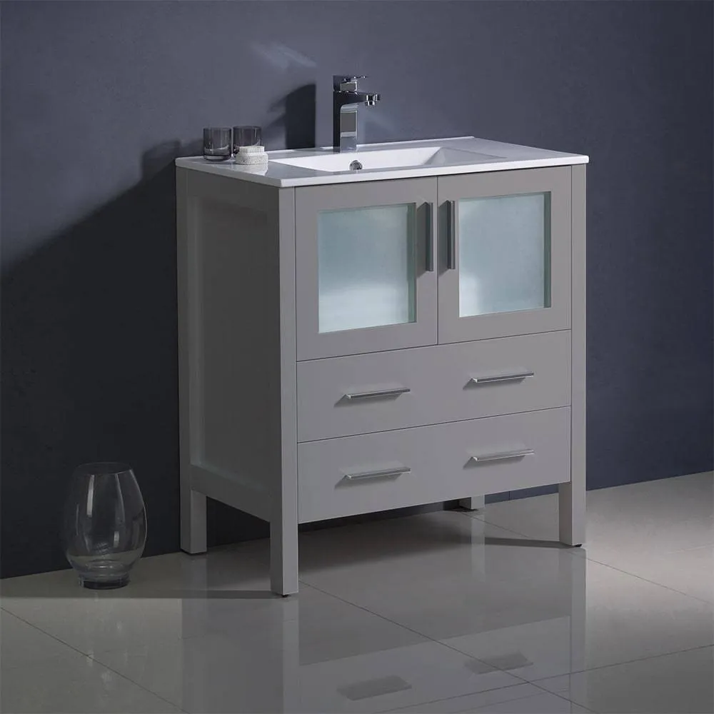 Fresca FCB6230GR-I Torino 30" Grey Modern Bathroom Cabinet with Integrated Sink